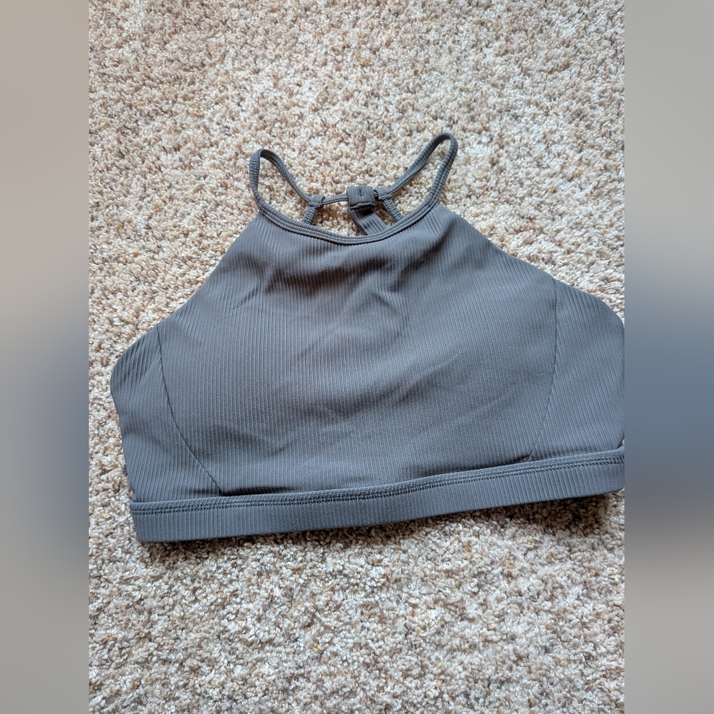 Born Primitive Grey Ribbed Sports Bra